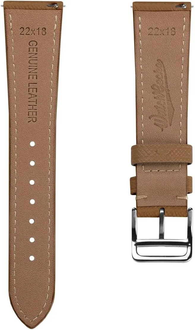 Brixham Classic Saffiano Leather Watch Strap - Perfect for Slim Dress Watches - Quick-Release Spring Bars for Easy Strap Changes, 20mm, 22mm