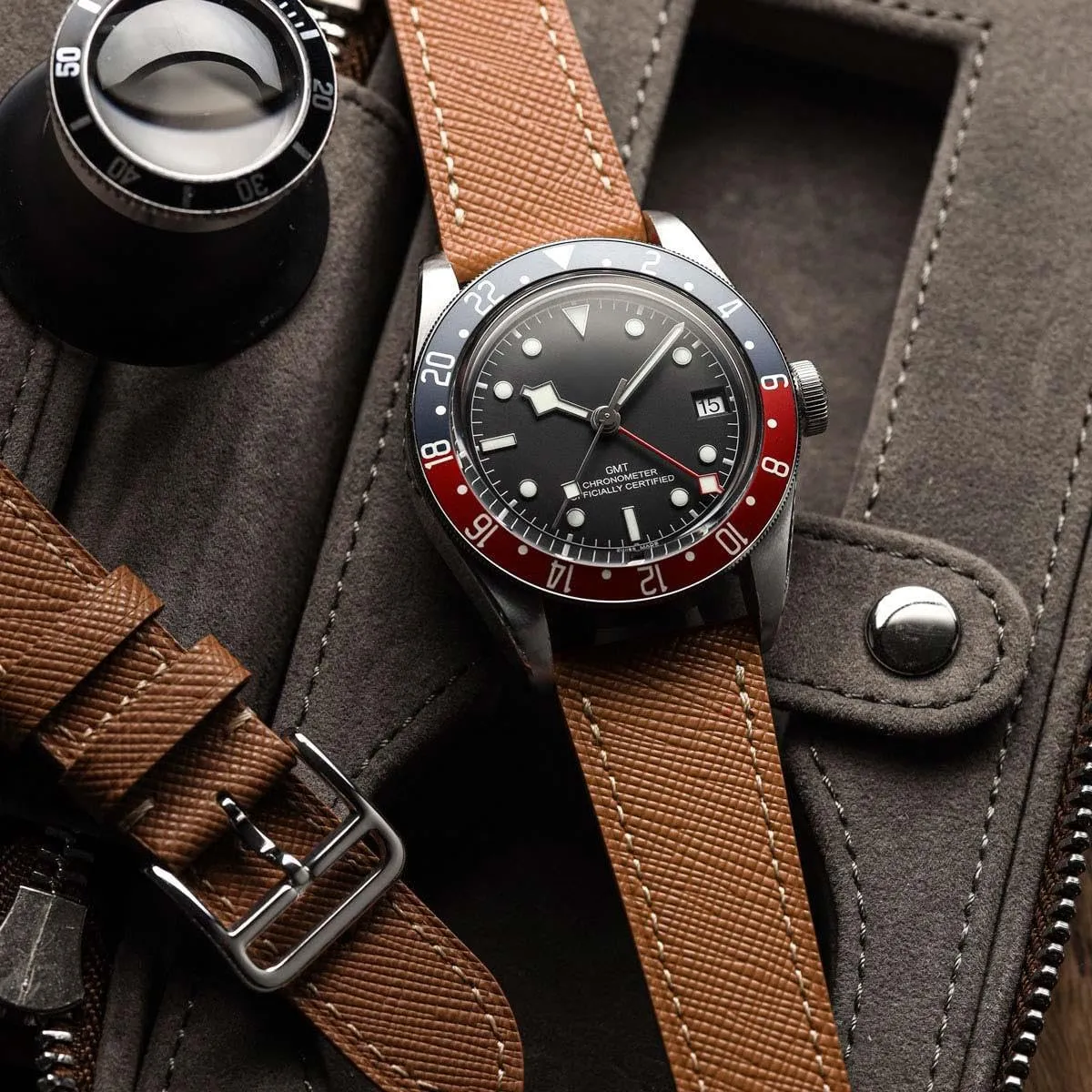 Brixham Classic Saffiano Leather Watch Strap - Perfect for Slim Dress Watches - Quick-Release Spring Bars for Easy Strap Changes, 20mm, 22mm