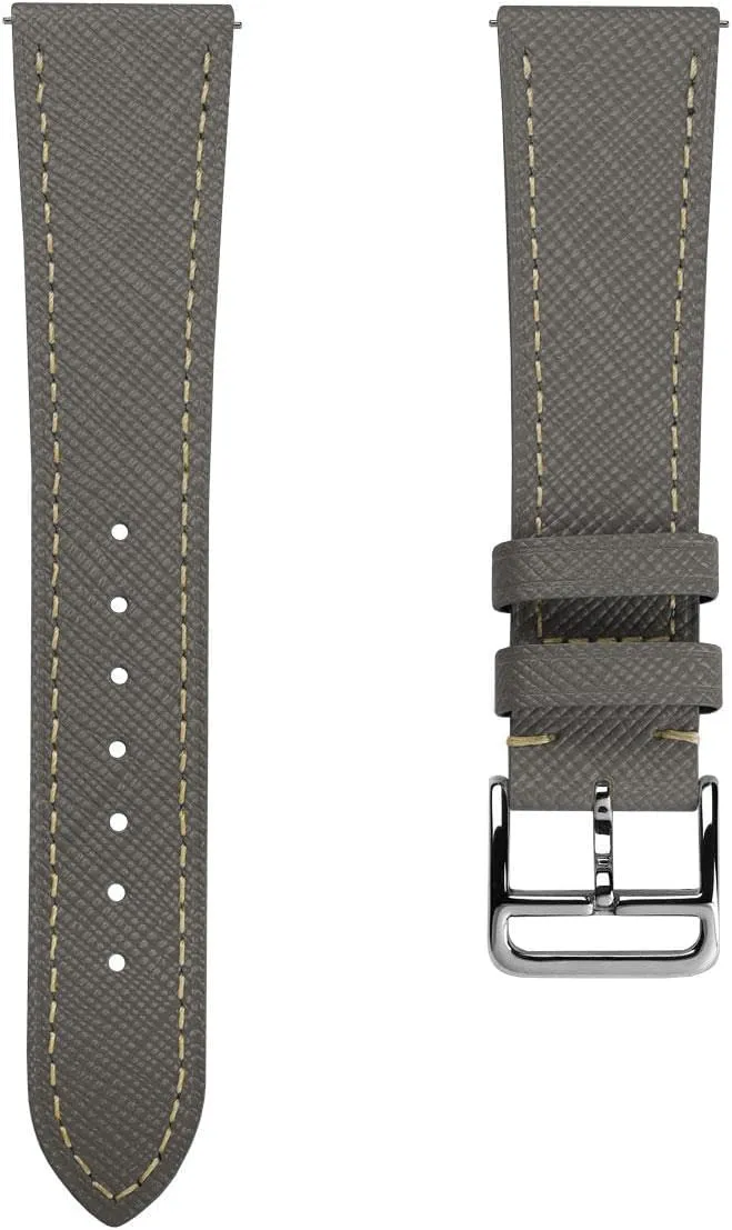 Brixham Classic Saffiano Leather Watch Strap - Perfect for Slim Dress Watches - Quick-Release Spring Bars for Easy Strap Changes, 20mm, 22mm