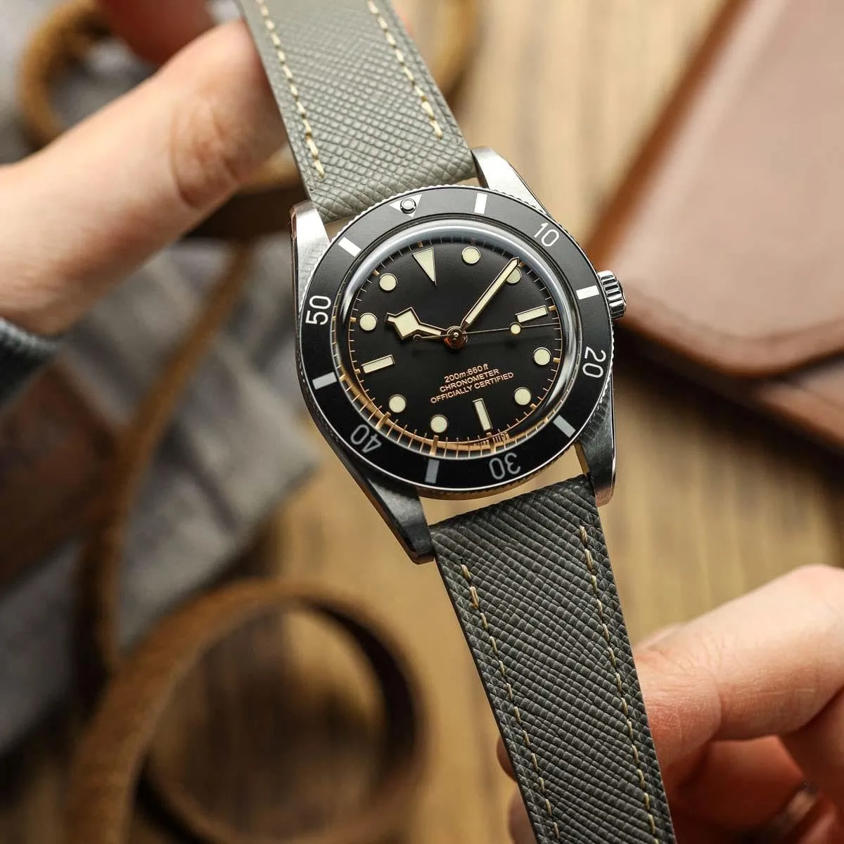 Brixham Classic Saffiano Leather Watch Strap - Perfect for Slim Dress Watches - Quick-Release Spring Bars for Easy Strap Changes, 20mm, 22mm