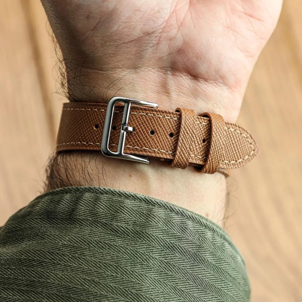 Brixham Classic Saffiano Leather Watch Strap - Perfect for Slim Dress Watches - Quick-Release Spring Bars for Easy Strap Changes, 20mm, 22mm