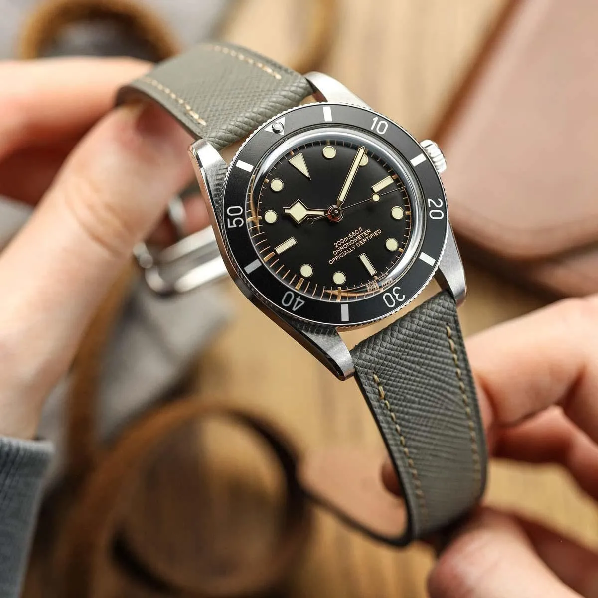 Brixham Classic Saffiano Leather Watch Strap - Perfect for Slim Dress Watches - Quick-Release Spring Bars for Easy Strap Changes, 20mm, 22mm