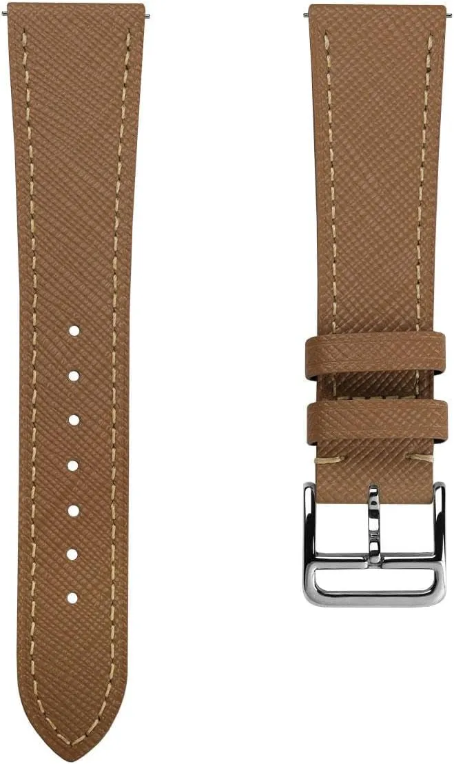 Brixham Classic Saffiano Leather Watch Strap - Perfect for Slim Dress Watches - Quick-Release Spring Bars for Easy Strap Changes, 20mm, 22mm