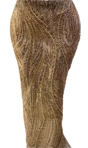Brown Gold  Beaded Lace - 5 Yards