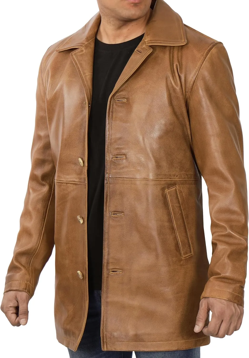 Brown Leather Jacket Men - Natural Distressed Leather Jackets for Men