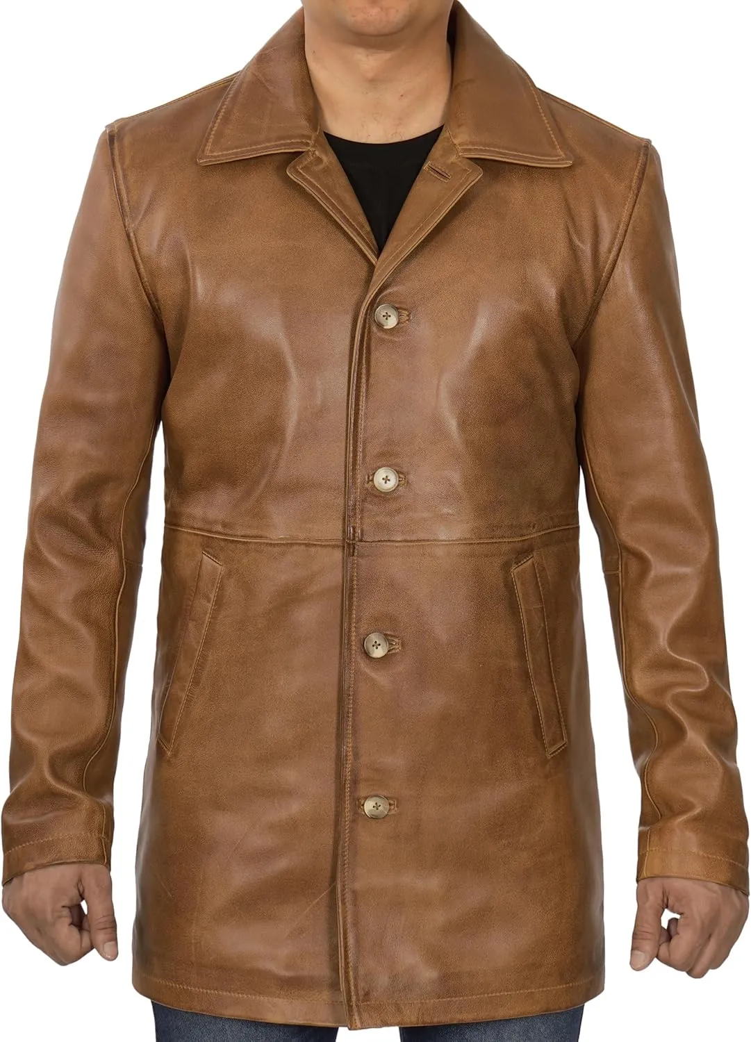 Brown Leather Jacket Men - Natural Distressed Leather Jackets for Men