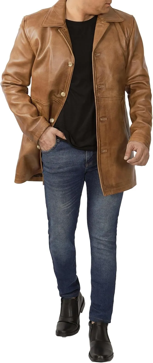 Brown Leather Jacket Men - Natural Distressed Leather Jackets for Men