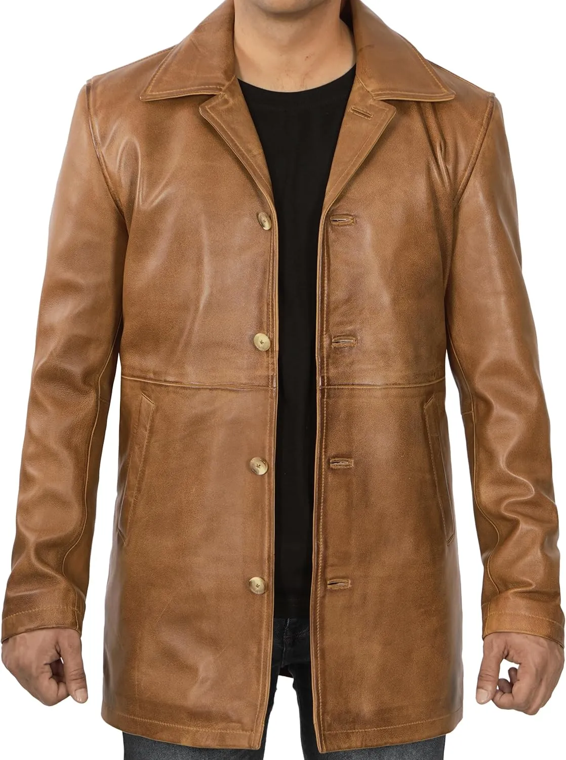 Brown Leather Jacket Men - Natural Distressed Leather Jackets for Men