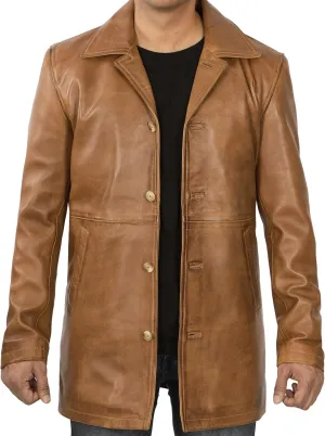 Brown Leather Jacket Men - Natural Distressed Leather Jackets for Men