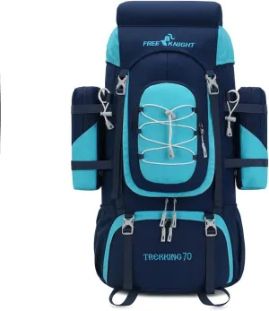 Bseash 70L (65 5) Waterproof Hiking Camping Backpack with Rain Cover, Outdoor Sport Travel Daypack for Climbing Touring (Navy Blue)