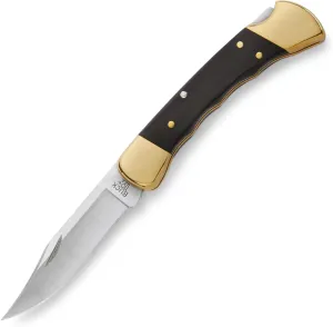 Buck Knives 110 Folding Hunter Knife with Finger Grooves and Leather Sheath