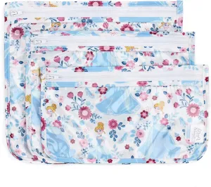 Bumkins TSA Approved Toiletry Bag, Disney Travel Quart Zip Pouch, PVC-Free, Vinyl-Free, Clear Sided, Set of 3 â€“ Cinderella , Count (Pack 1)
