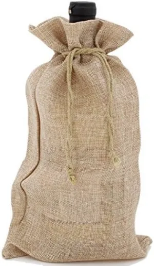 Burlap Gift Bags Wedding Party Holiday Fabric Gift Bags Candle Wine Pouches Bags (Beige, Medium - 12 x 6)