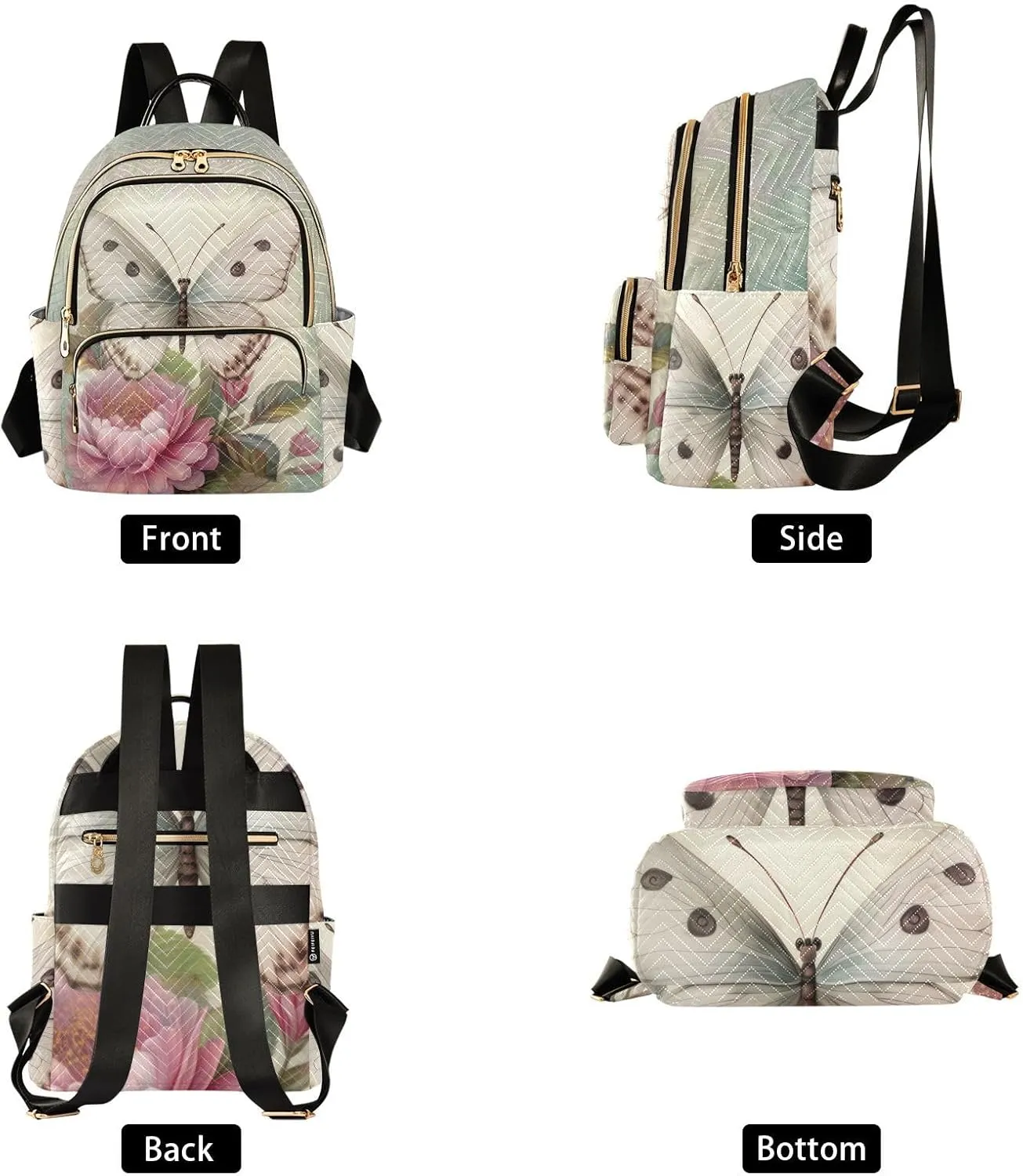 Butterfly Mini Backpack Women's Quilted Small Backpack Purse for Women College Fashion Travel Daypack Shoulder Bag