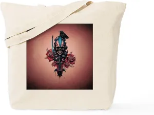 CafePress Gothic Skull With Crow Reusable Natural Beige Canvas Shopping Bag