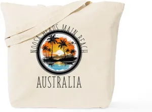 CafePress Noosa Heads Main Beach, Australia (With Black Ltr) Reusable Natural Beige Canvas Shopping Bag