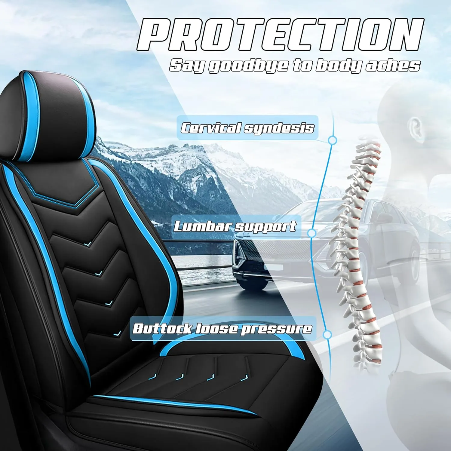 Car Seat Covers Fit for Land Rover 2000-2025, Stylish Sport Seat Covers, Waterproof Wear-Resistant Premium Nappa Leather Car Seat Covers.(2 Pcs Front/Black Blue)