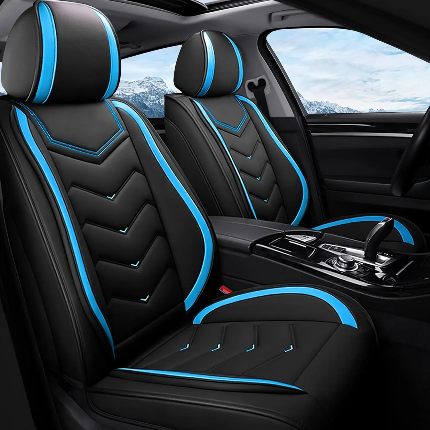 Car Seat Covers Fit for Land Rover 2000-2025, Stylish Sport Seat Covers, Waterproof Wear-Resistant Premium Nappa Leather Car Seat Covers.(2 Pcs Front/Black Blue)