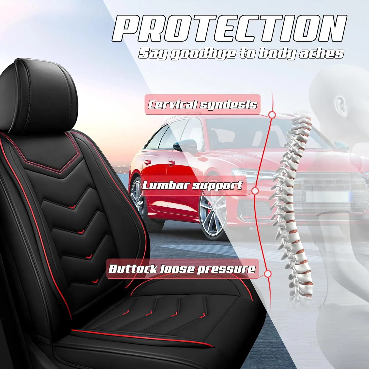 Car Seat Covers Fit for Volvo 2000-2025, Stylish Sport Seat Covers, Waterproof Wear-Resistant Premium Nappa Leather Car Seat Covers.(2 Pcs Front/Black)