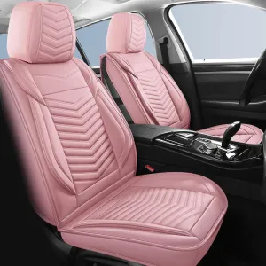 Car Seat Covers Front Pair,Breathable and Waterproof Faux Leather Automotive Seat Covers for Cars,Anti-Slip Driver Seat Cover Fit SUV Truck Sedan(Style1,2 PCS Front Seat,Pink)