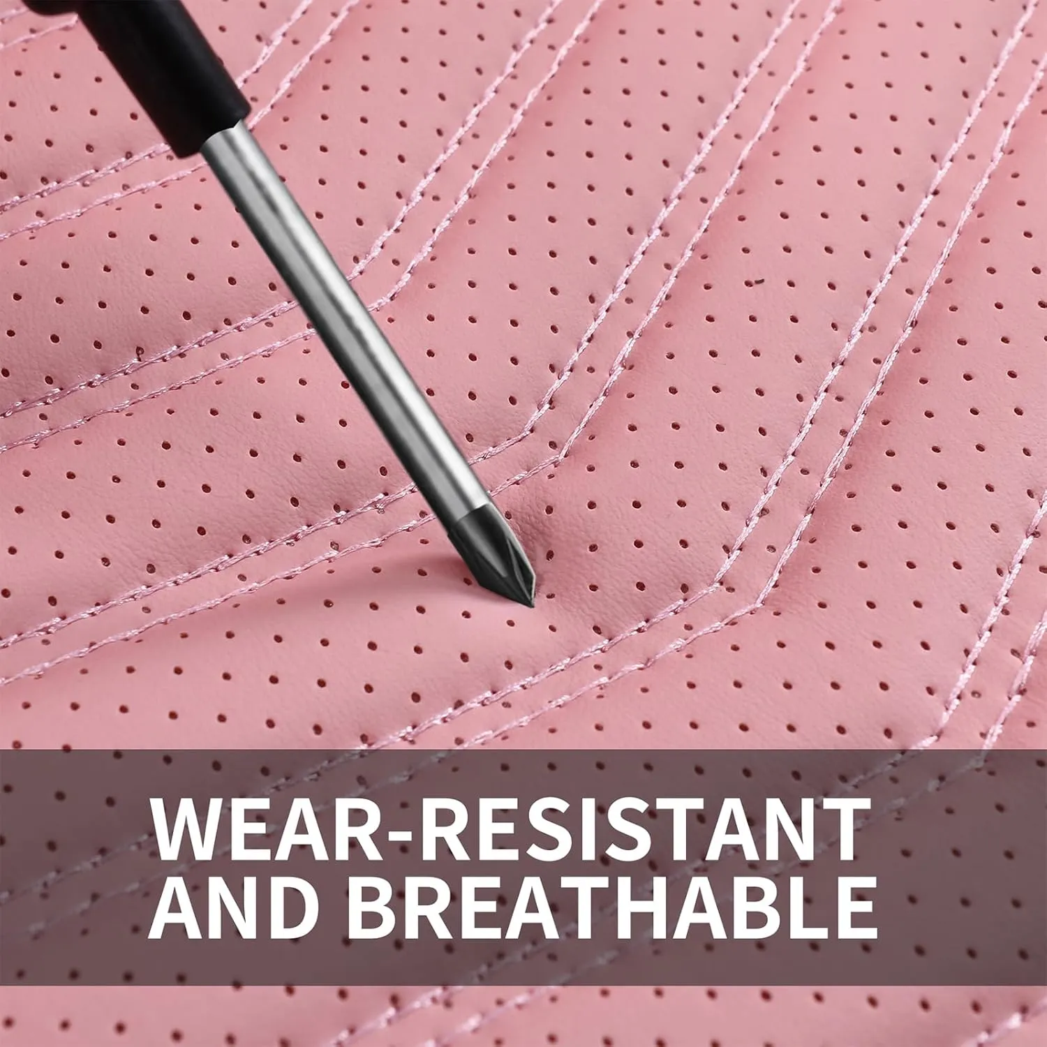 Car Seat Covers Front Pair,Breathable and Waterproof Faux Leather Automotive Seat Covers for Cars,Anti-Slip Driver Seat Cover Fit SUV Truck Sedan(Style1,2 PCS Front Seat,Pink)