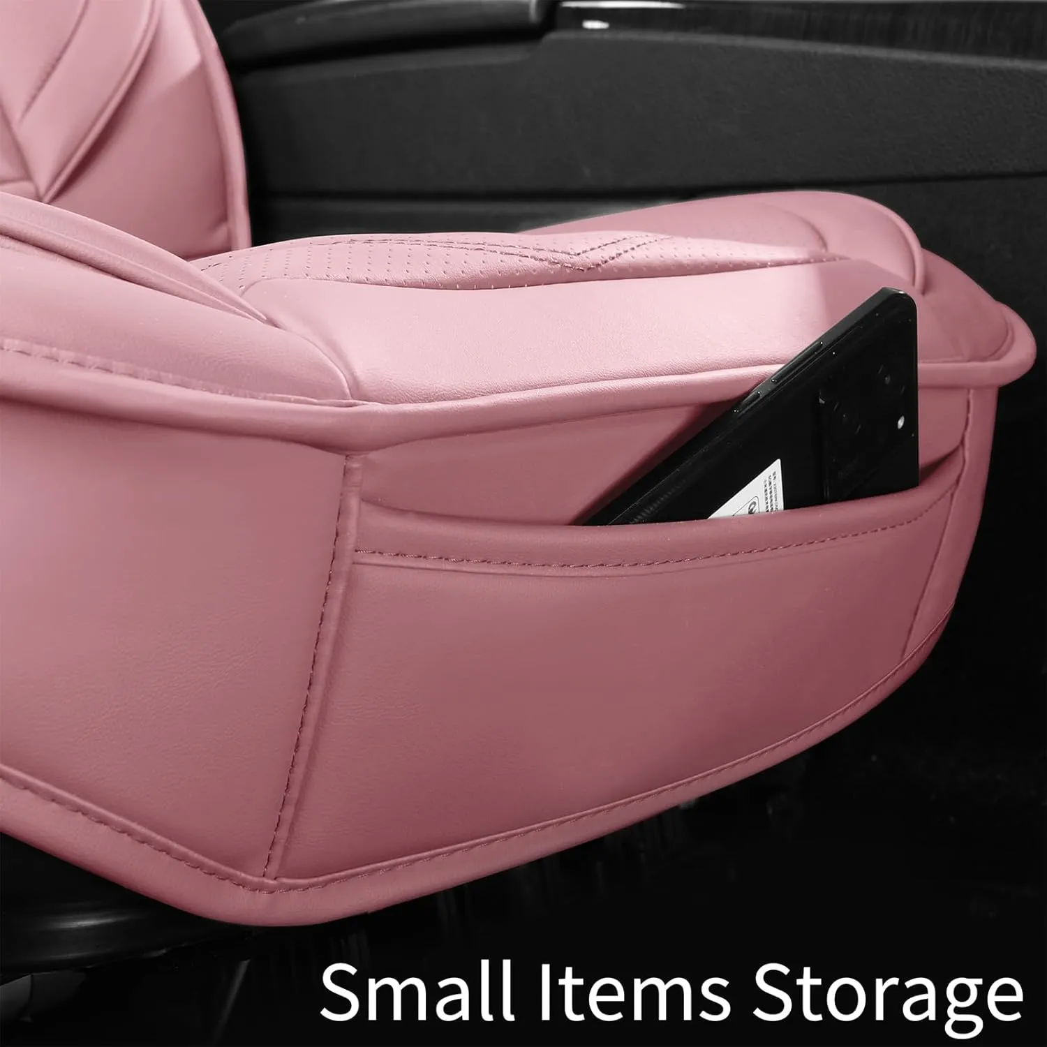Car Seat Covers Front Pair,Breathable and Waterproof Faux Leather Automotive Seat Covers for Cars,Anti-Slip Driver Seat Cover Fit SUV Truck Sedan(Style1,2 PCS Front Seat,Pink)