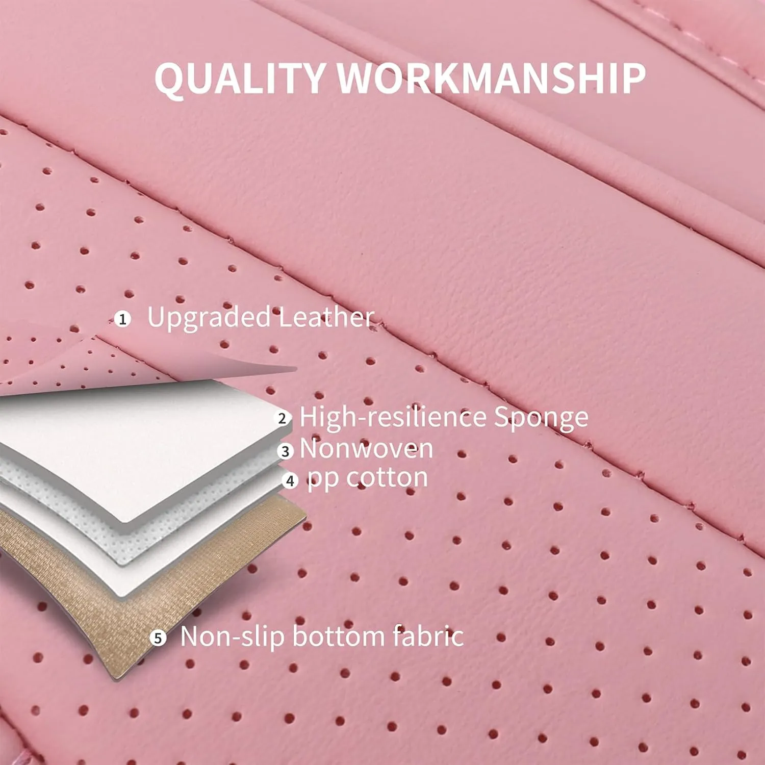 Car Seat Covers Front Pair,Breathable and Waterproof Faux Leather Automotive Seat Covers for Cars,Anti-Slip Driver Seat Cover Fit SUV Truck Sedan(Style1,2 PCS Front Seat,Pink)
