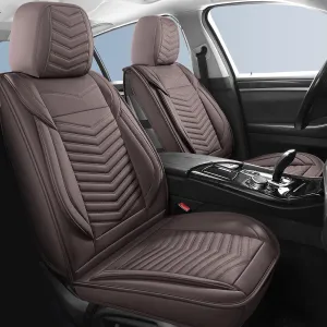 Car Seat Covers Front Pair,Breathable and Waterproof Leather Automotive Front Seat Covers,Universal Anti-Slip Seat Covers for Cars SUV Truck Sedan(Style1,2 PCS Front Seat,Brown)