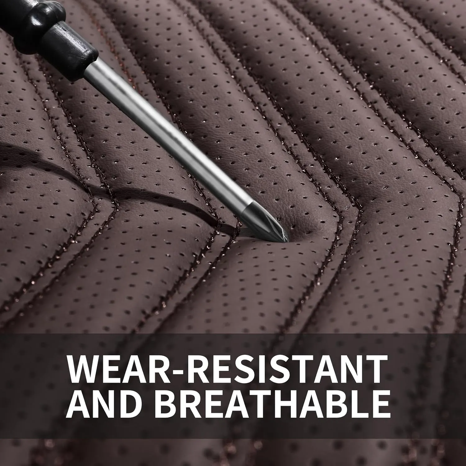 Car Seat Covers Front Pair,Breathable and Waterproof Leather Automotive Front Seat Covers,Universal Anti-Slip Seat Covers for Cars SUV Truck Sedan(Style1,2 PCS Front Seat,Brown)