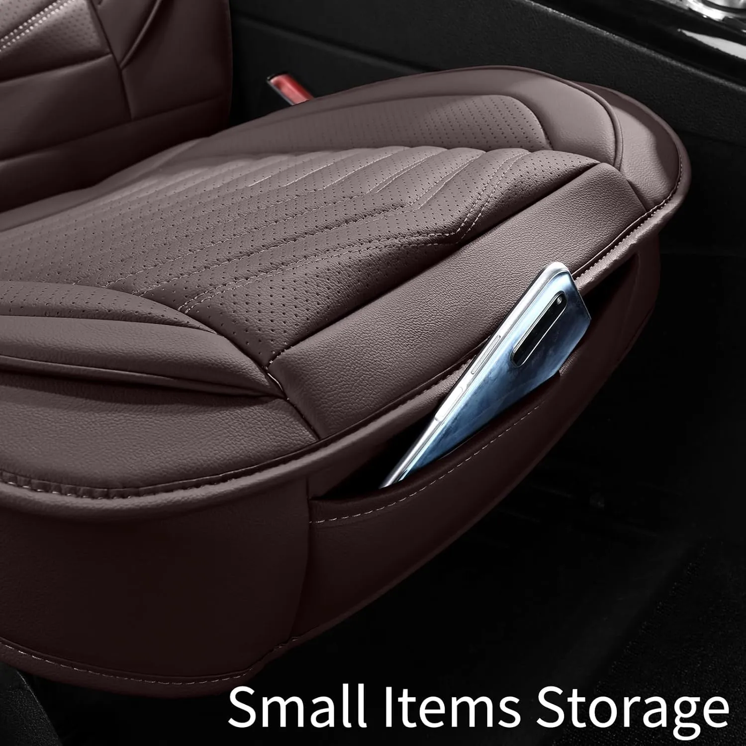 Car Seat Covers Front Pair,Breathable and Waterproof Leather Automotive Front Seat Covers,Universal Anti-Slip Seat Covers for Cars SUV Truck Sedan(Style1,2 PCS Front Seat,Brown)