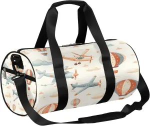 Cartoon Aircraft Patterns Sports Gym Bag for Men Women Lightweight Travel Duffle Bag with Shoulder Strap Waterproof Carry On Weekender Overnight Bag for Travel Sports Gym