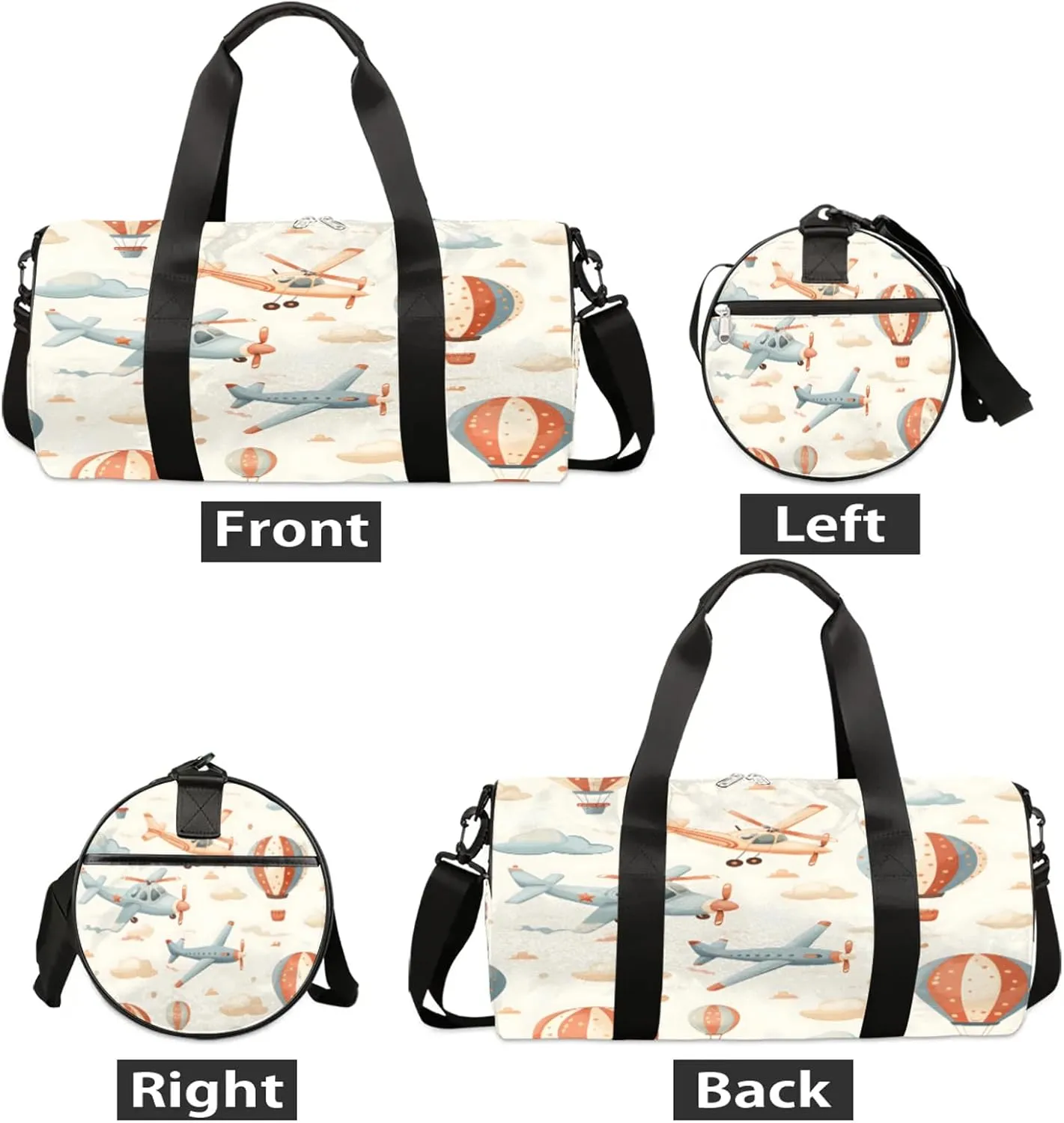 Cartoon Aircraft Patterns Sports Gym Bag for Men Women Lightweight Travel Duffle Bag with Shoulder Strap Waterproof Carry On Weekender Overnight Bag for Travel Sports Gym