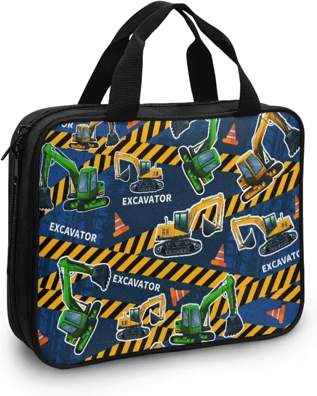 Cartoon Excavators Bible Cover with Handles Zippered Bible Carrying Case for Boys Girls Kids, Bible Tote Bag