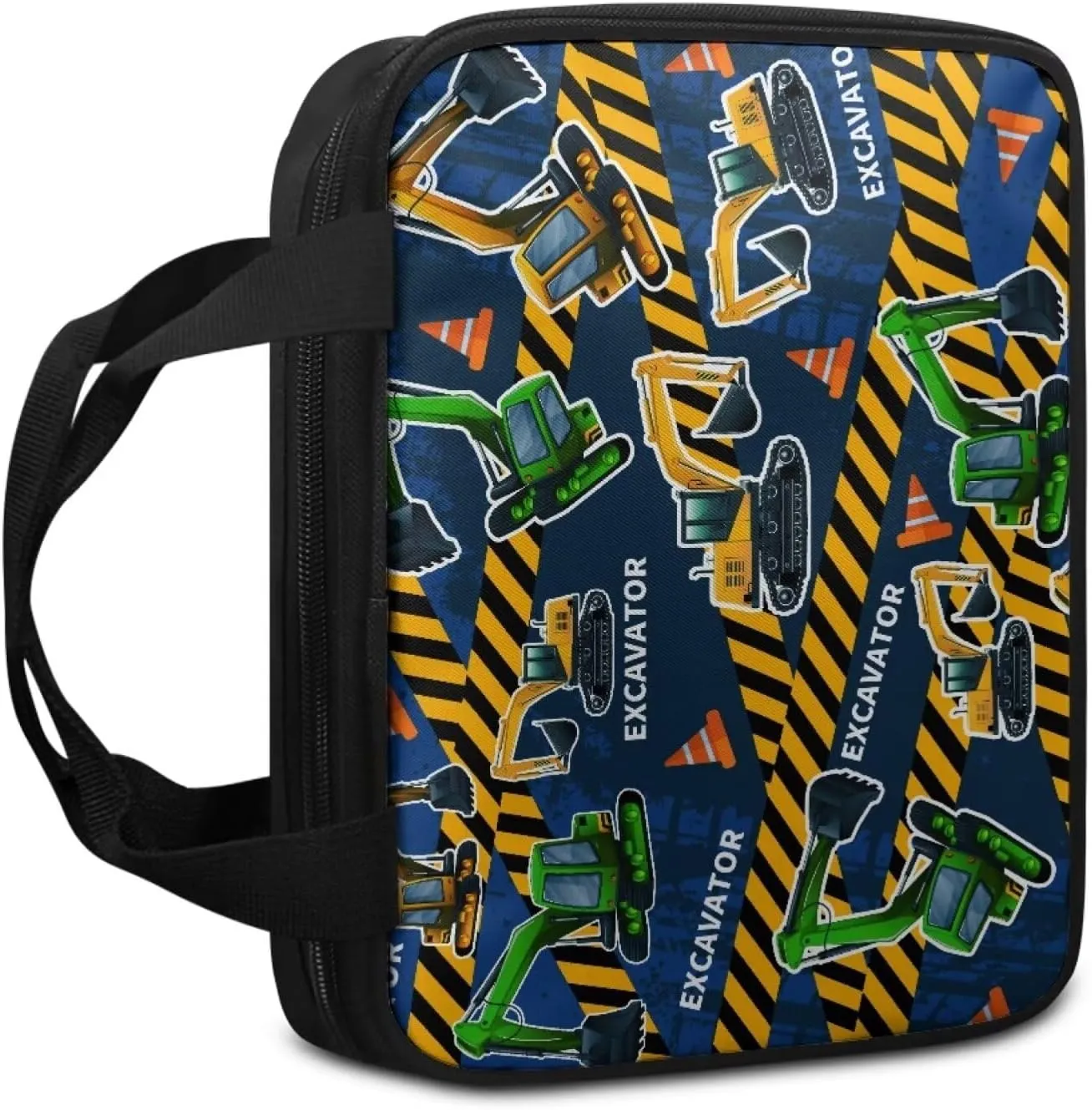 Cartoon Excavators Bible Cover with Handles Zippered Bible Carrying Case for Boys Girls Kids, Bible Tote Bag