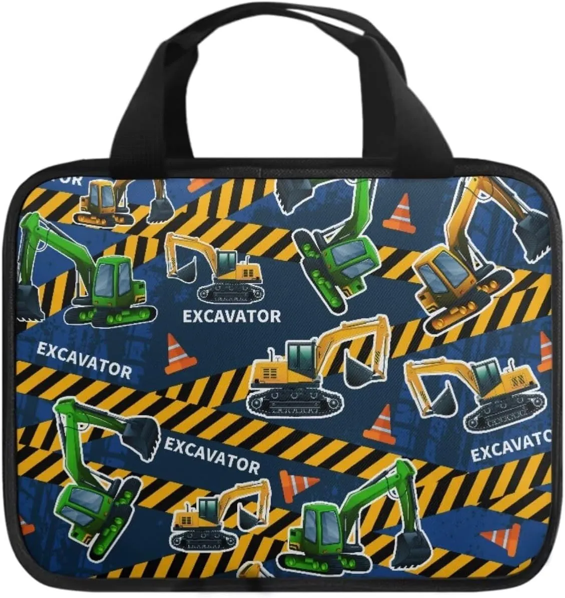 Cartoon Excavators Bible Cover with Handles Zippered Bible Carrying Case for Boys Girls Kids, Bible Tote Bag
