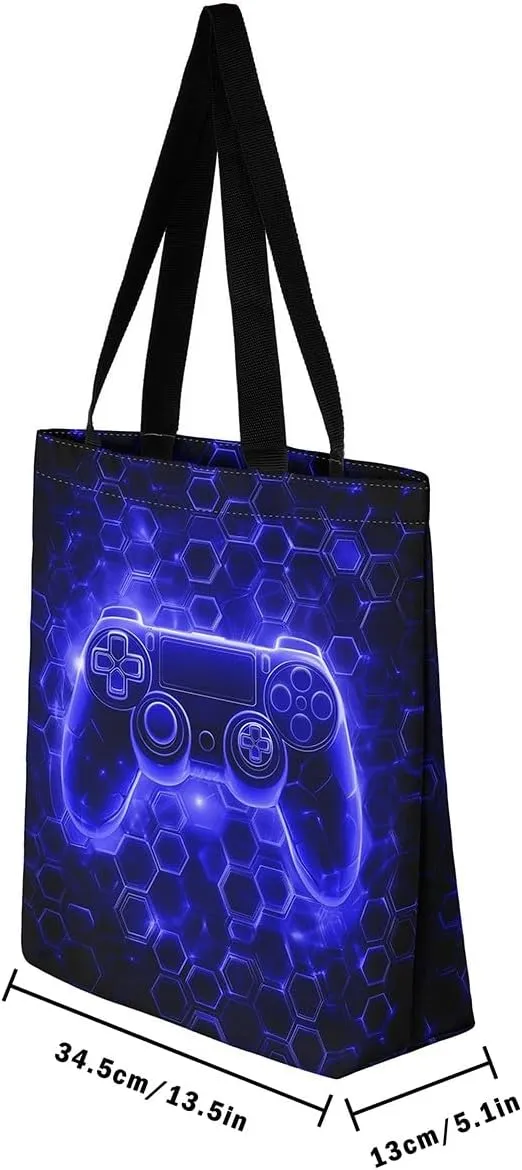 Castle Fairy Gamer Canvas Tote Bag Aesthetic for Women,Sports Reusable Grocery Handbag
