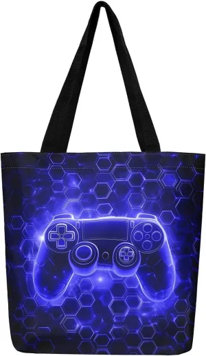 Castle Fairy Gamer Canvas Tote Bag Aesthetic for Women,Sports Reusable Grocery Handbag