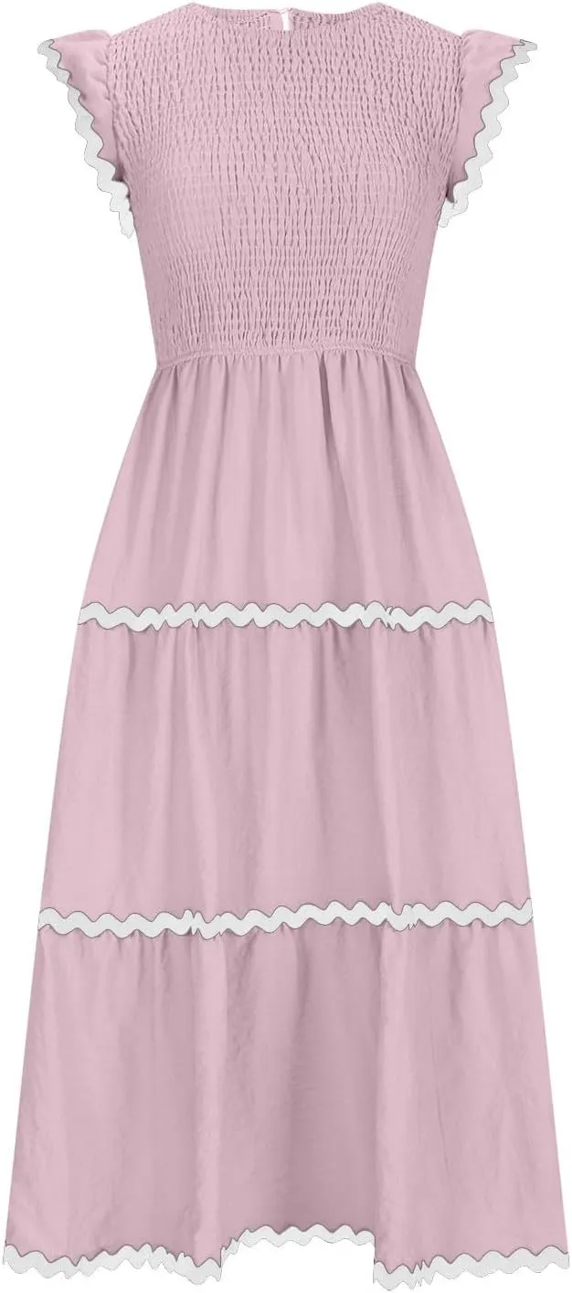 Casual Summer Dresses for Women Sleeveless midi Dress for Women Womens Swing Dress Slimming Dresses Striped Dress