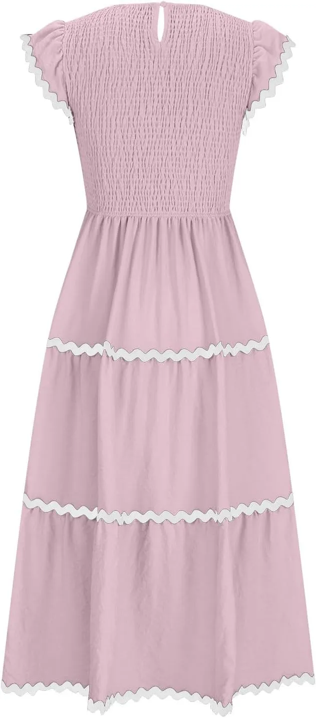 Casual Summer Dresses for Women Sleeveless midi Dress for Women Womens Swing Dress Slimming Dresses Striped Dress