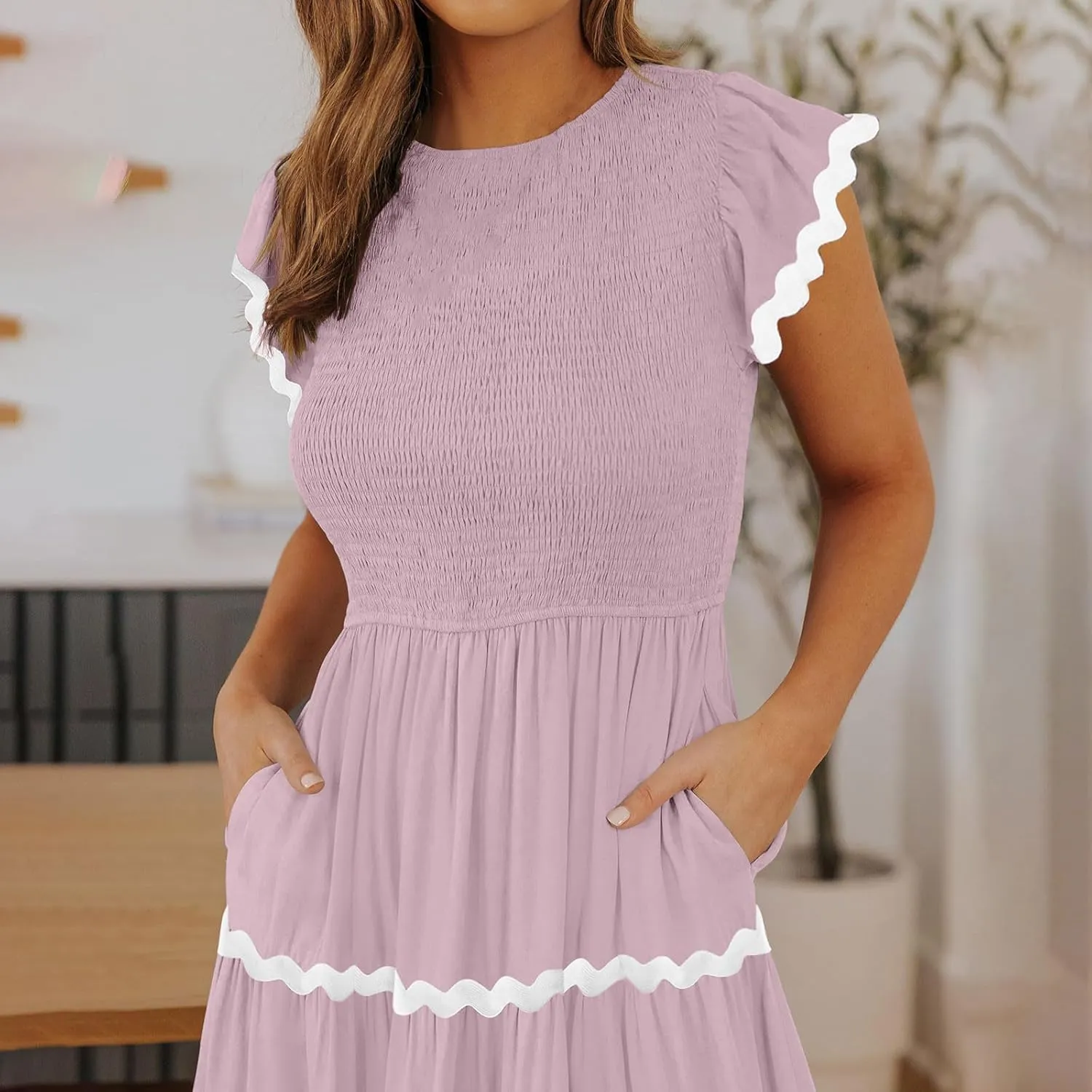 Casual Summer Dresses for Women Sleeveless midi Dress for Women Womens Swing Dress Slimming Dresses Striped Dress