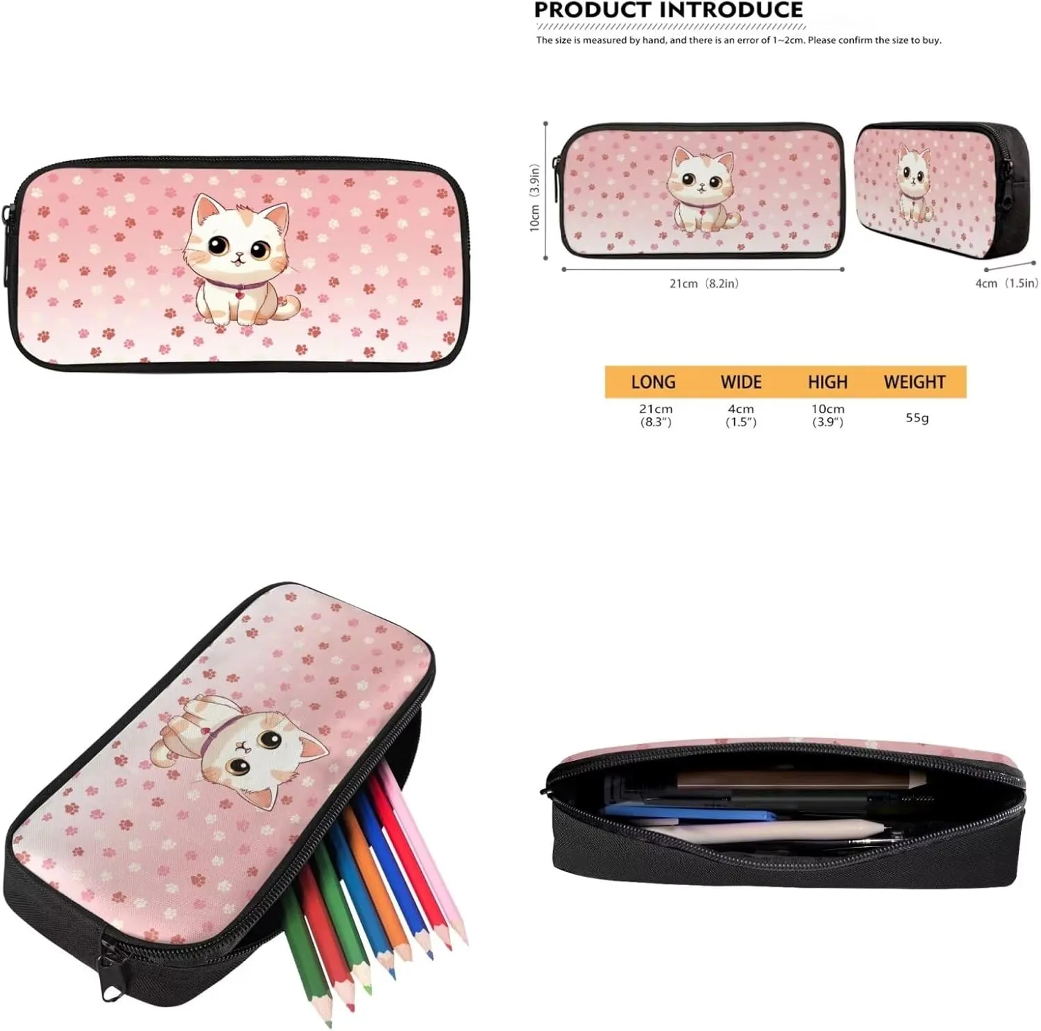 Cat Little Girl Backpacks Ages 3-5 Kindergarten School Bookbag Portable Bag for School for Girls Back To School Backpack and Lunch Box Set Make You Look Cute and Fashion