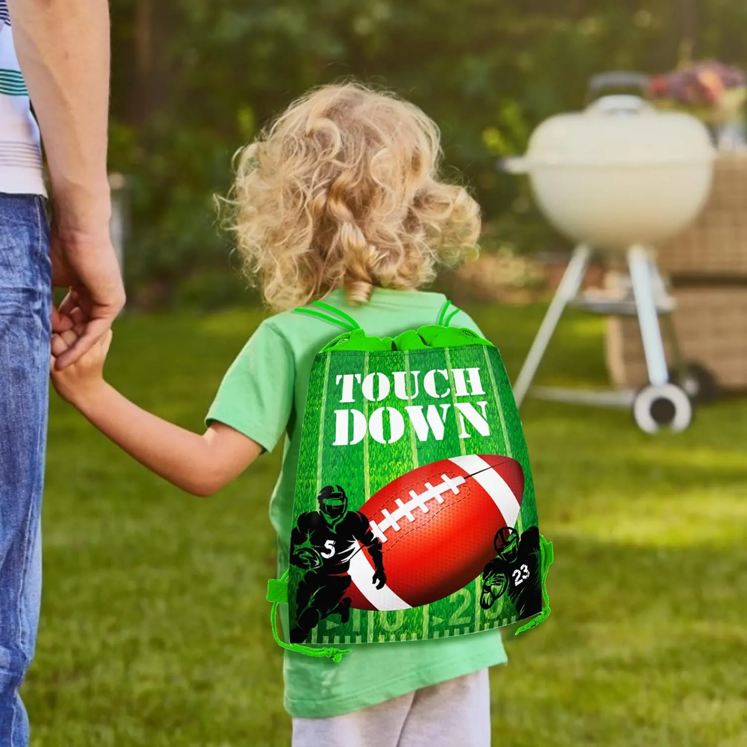 CC HOME 12 Pack Drawstring Bags for Kids Girls Boys Birthday Party Favor Bags, Football Theme Baby Decorations 10.6 x 13.4 inches