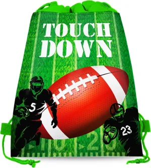 CC HOME 12 Pack Drawstring Bags for Kids Girls Boys Birthday Party Favor Bags, Football Theme Baby Decorations 10.6 x 13.4 inches