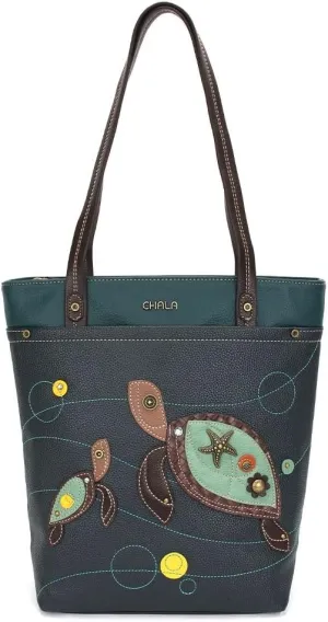 Chala Group Chala Deluxe Vegan Leather Every Day Tote Bag Purse : 13.5 x 14 inches (Turtle)