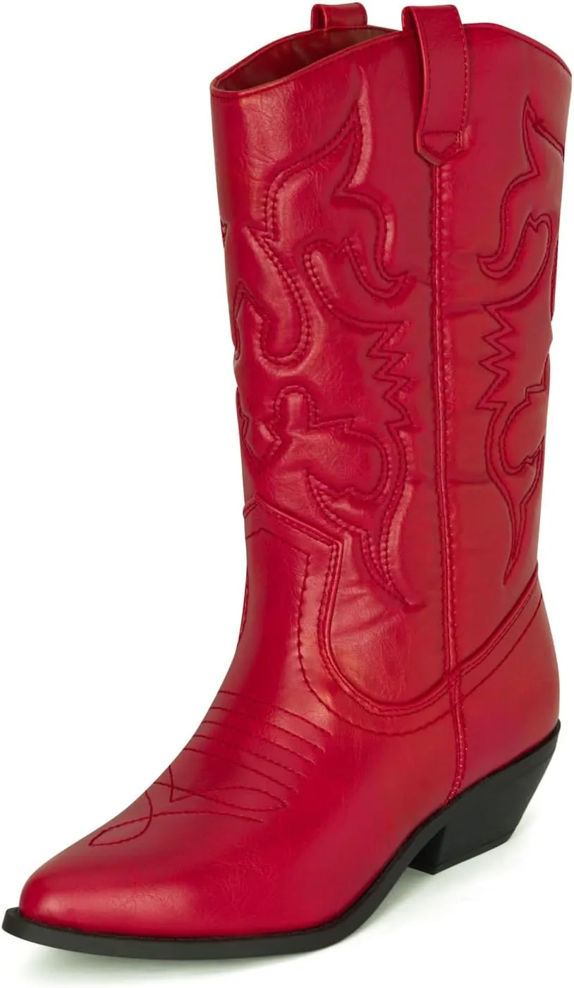 Chariot & Co Ring Women’s Western Cowgirl Boots – Mid-Calf Style with 2” Heel in Multiple Colors