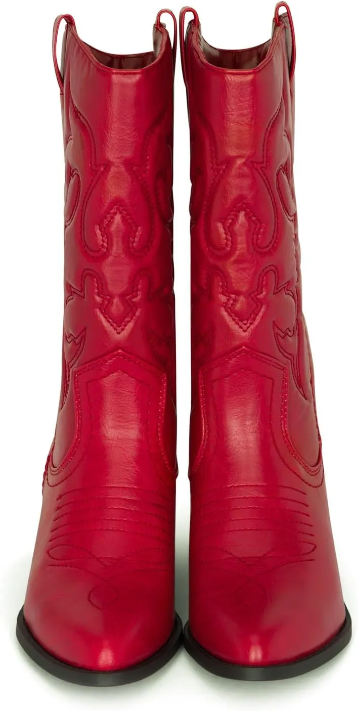 Chariot & Co Ring Women’s Western Cowgirl Boots – Mid-Calf Style with 2” Heel in Multiple Colors