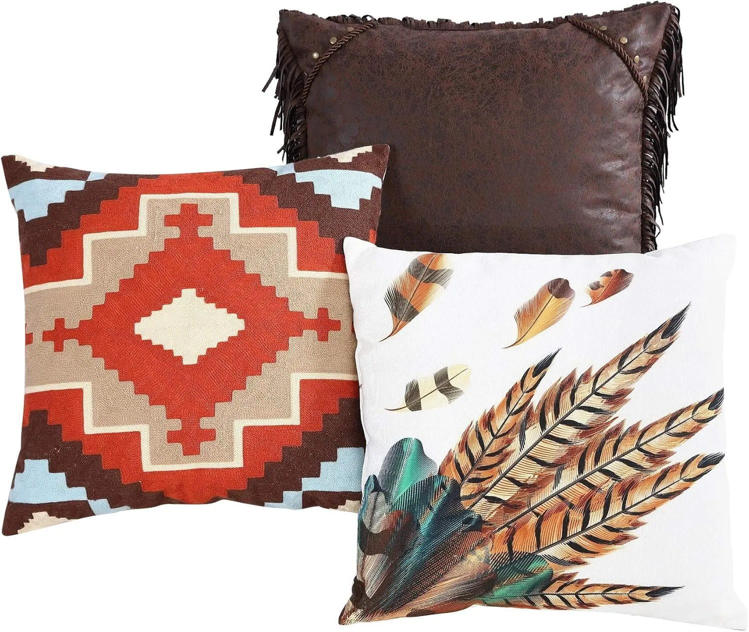 Chezmoi Collection Wyoming 7-Piece Southwestern Geometric Tribal Comforter Set - Printed Multicolor Beige Brown Blue Red Bedding Set, King