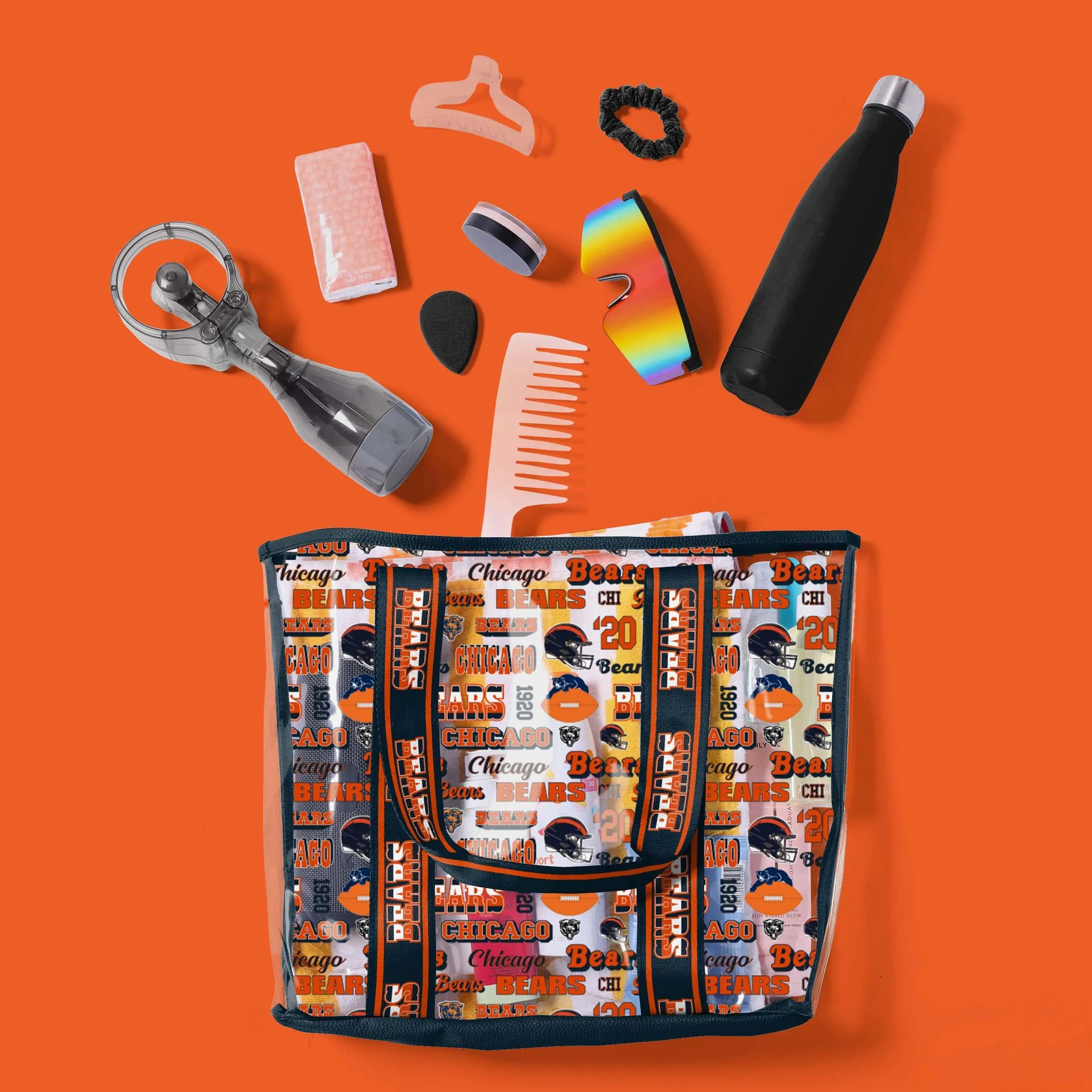 Chicago Bears Repeat Retro Print Clear Tote Bag