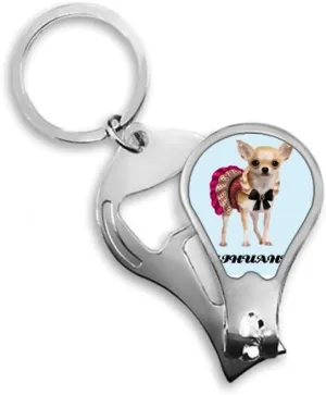 Chihuahua Mini Eyes Art Deco Fashion Fingernail Clipper Cutter Opener Key Chain Scissor