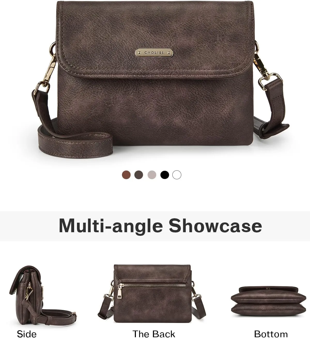 CHOLISS Small Crossbody Bags for Women, Vegan Leather Cell Phone Purse, Mini Travel Purse with Adjustable Strap